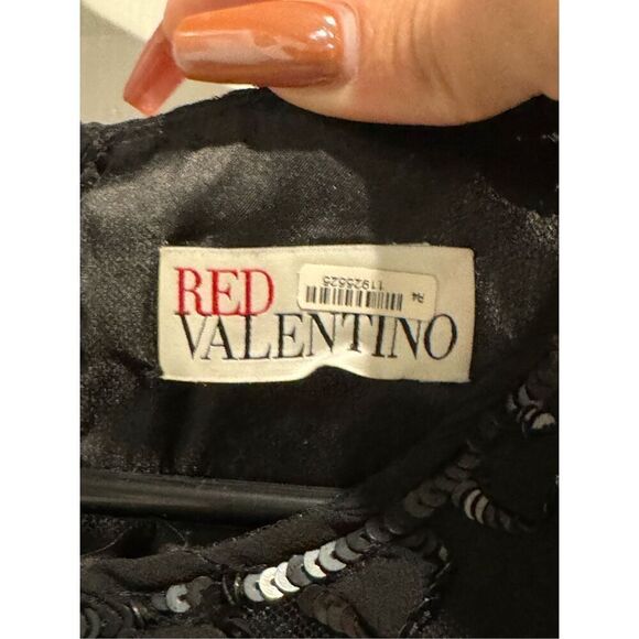 Red Valentino Beaded Embroidered Floral Appliqué Black Sleeveless Lined Dress 40 - Picture 4 of 16